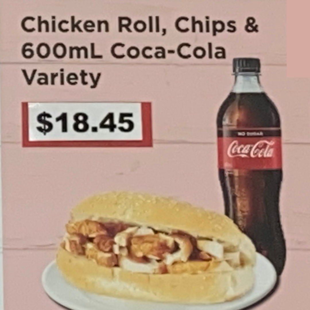 Chicken Roll, Chips & 600ml Coca-Cola variety Meal Deal