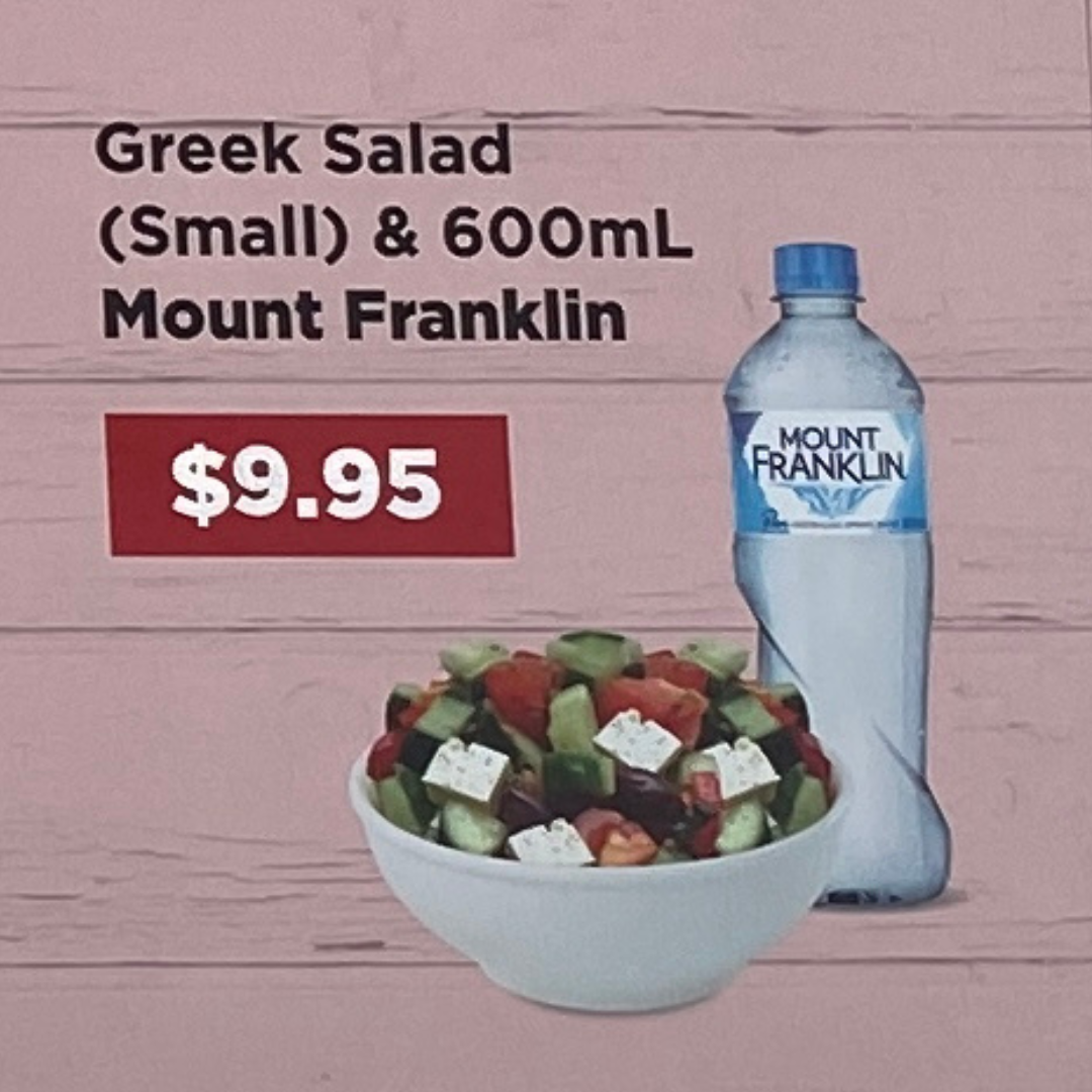 Greek Salad (Small) & 600ml Mount Franklin Water Meal Deal