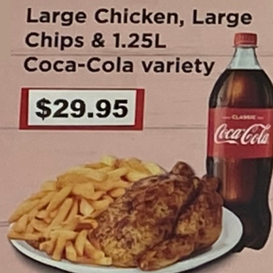 Large Chicken, Large Chips & 1.25L Coca-Cola variety Meal Deal